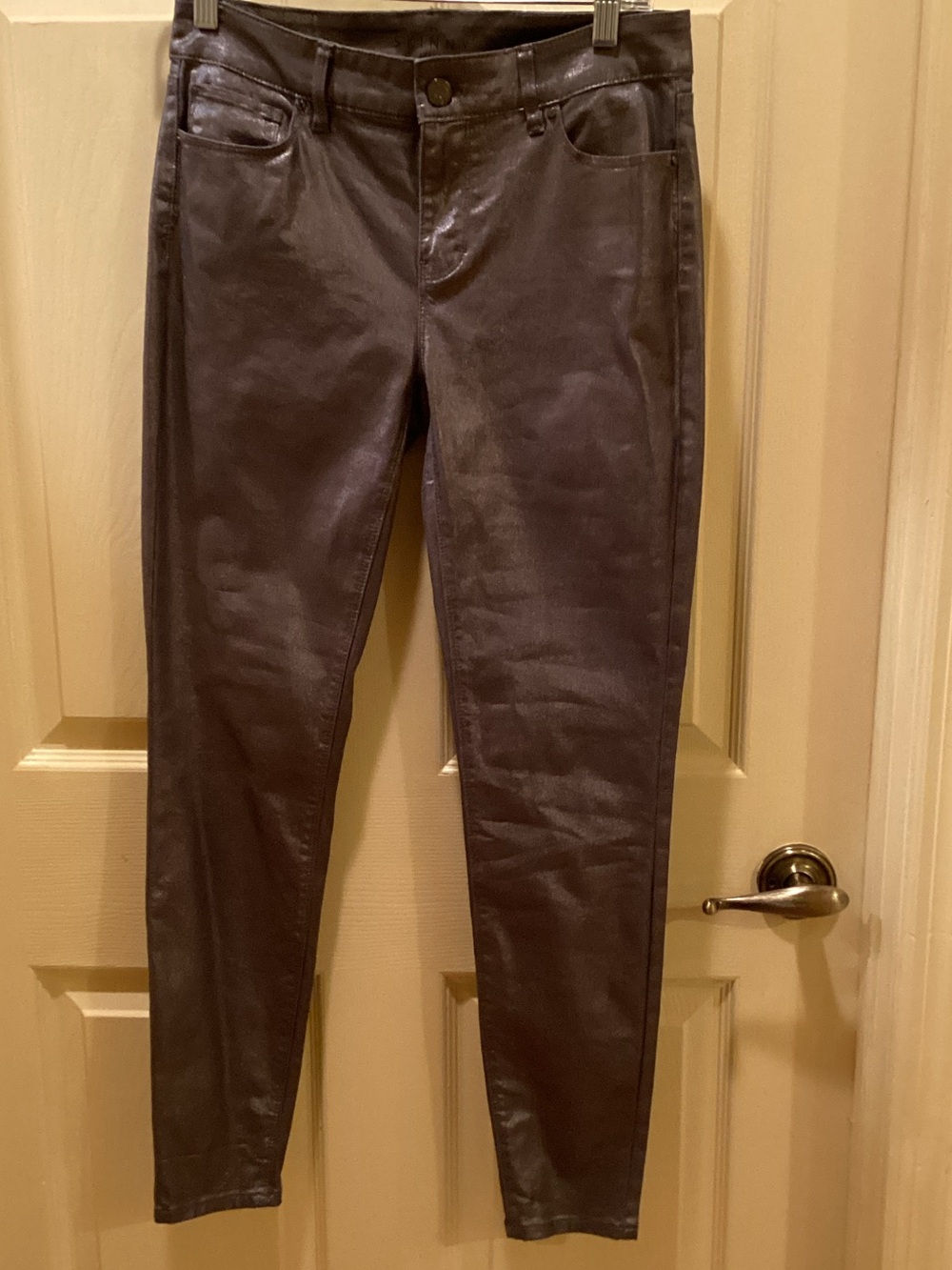 White House Black Market Women's Faux Leather Skinny Jeans - Dark Brown